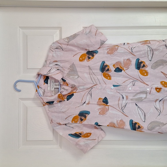 Rachel Zoe 100% Linen Shirt Dress Size XS Floral Loose Fit Casual Pockets - Picture 3 of 5